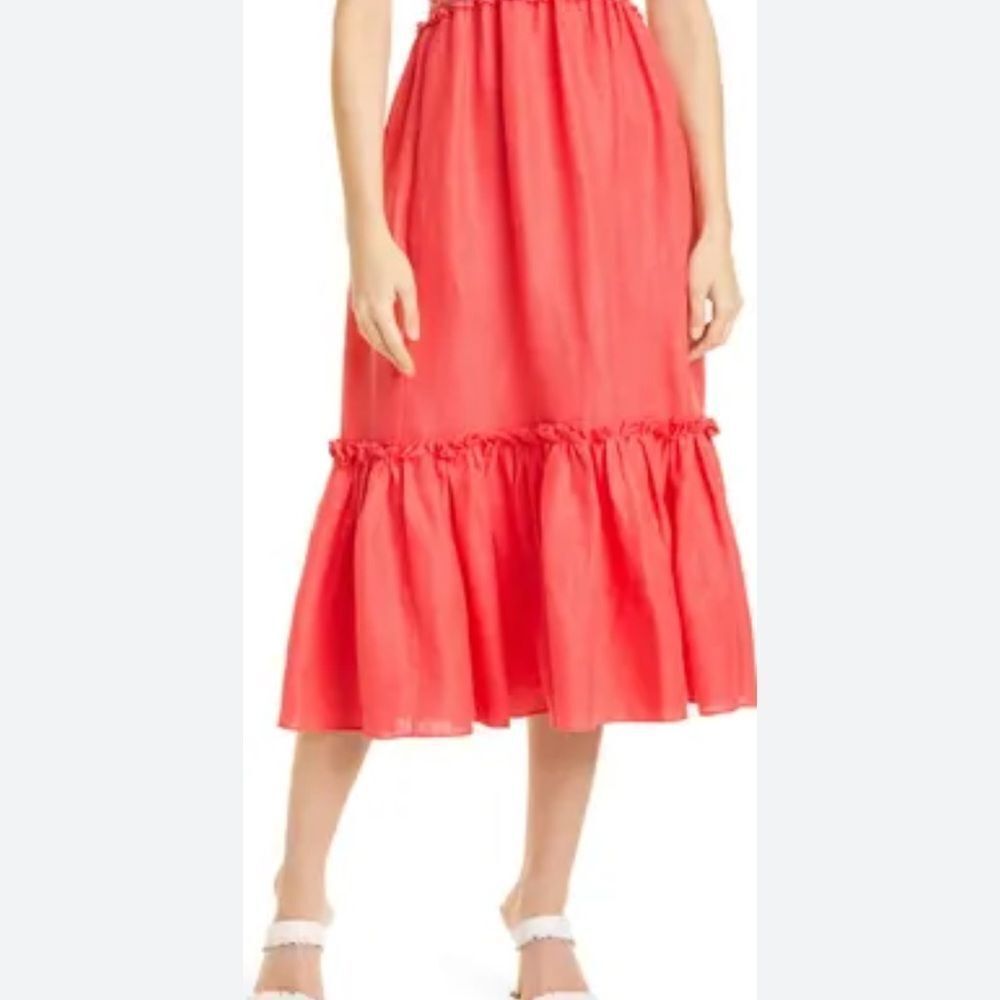 Cara Cara Vibrant Red Smocked Dress, New